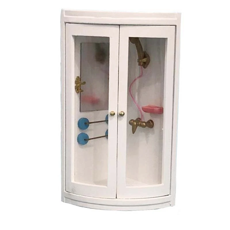 

1:12 миниатюрная мебель для кукольного домика, Имитация белой душевой кабины для ванной комнаты, украшение кукольного домика