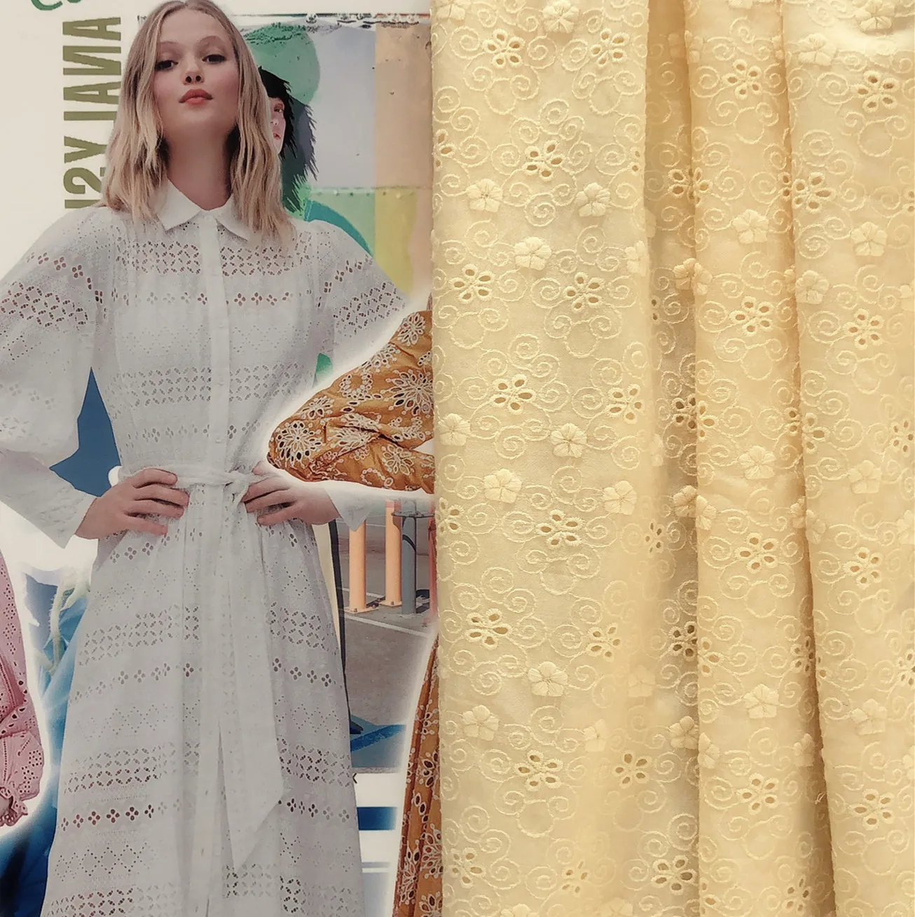 

Новинка весна-лето 2021, женские костюмы, дырчатая ткань из вискозы с вышивкой