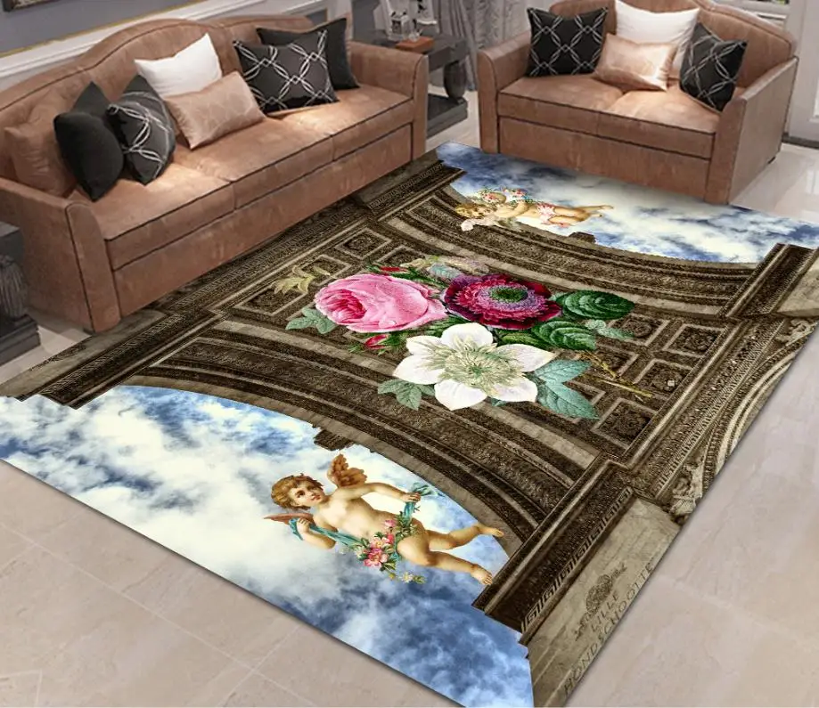 

custom self adhesive pvc 3d flooring Angel carpet Living room bedroom photo wallpaper 3D floor vinyl wallpapers self adhesive