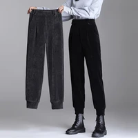 chenille harem pants womens spring and autumn radish 2021 new loose casual large size high waist autumn corduroy womens pants