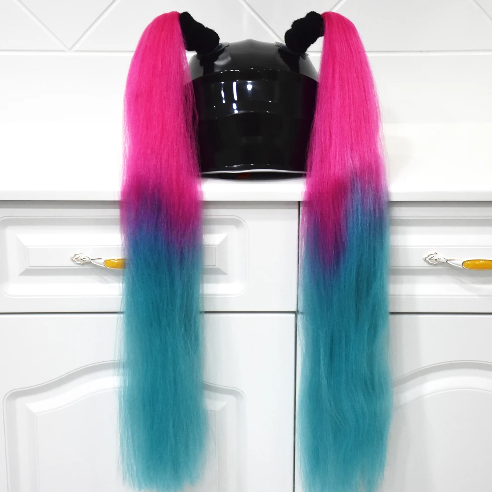 2 шт., новые косы для мотоциклетного шлема, женский декор, парик, косы для шлема, мотоциклетный лыжный шлем, украшения для шлема, хвост, 24 дюйма