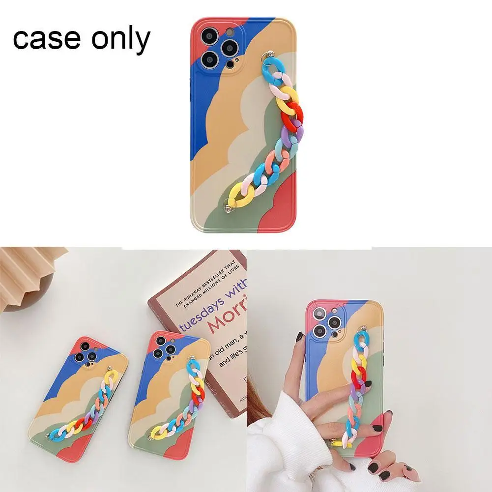 

Hot 3D Rainbow Candy Bracelet Soft Silicone Phone Case For IPhone 12 Cover Anti-fall MAX 12 Pro W5Z1
