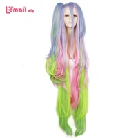 l email wig no game no life shiro cosplay wigs long mixed color cosplay wig ponytail halloween heat resistant synthetic hair