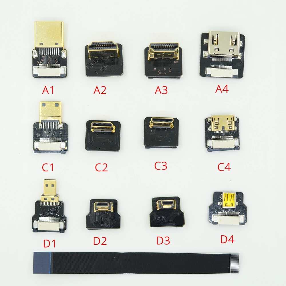 FPV Micro Mini HDMI совместимый разъем 90 градусов FPC Гибкий плоский ленточный кабель FFC