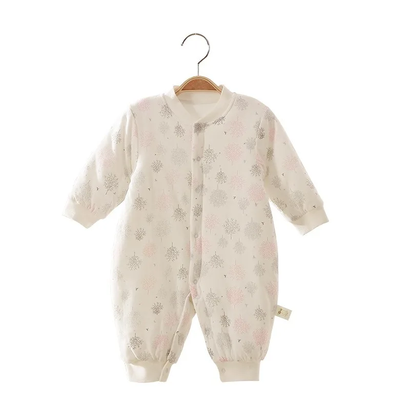

New Autumn Winter Thin Cotton Newborn Baby Jumpsuit Pure Cotton Clip Imitation Feather Cotton Baby Clothing Warm Climbing Suit