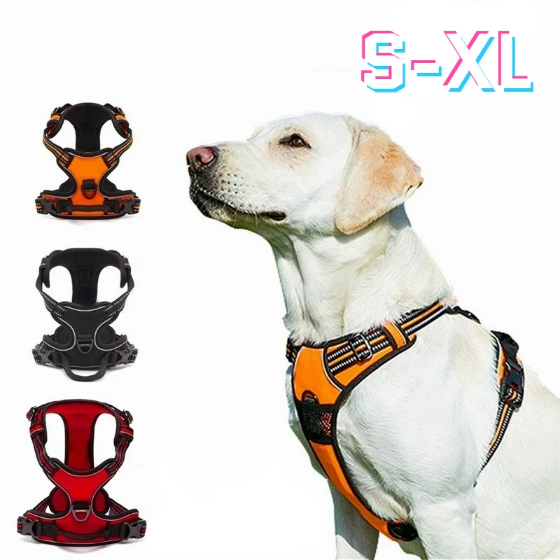 

Big Dog Harness Vest Reflective Adjustable Pet Chest Strap Training Pets Harnesses No Pull for Small Medium Large Dogs Stuff