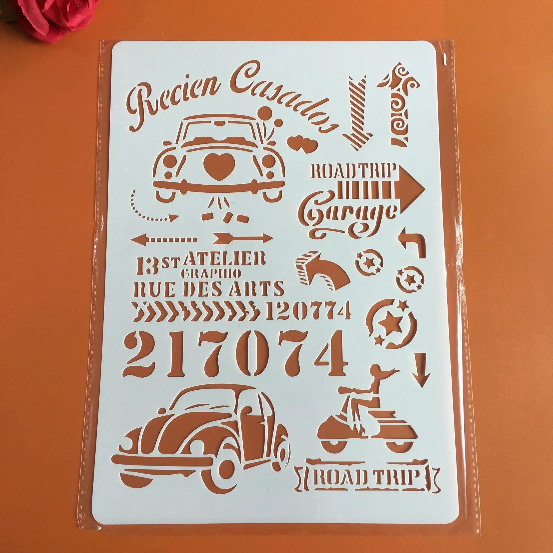 

Car number A4 29*21cm DIY Stencils Wall Painting Scrapbook Coloring Embossing Album Decorative Paper Card Template