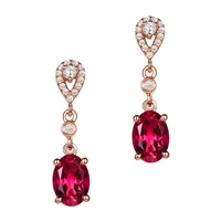 natural ruby jade gemstone 18k rose gold earrings for women romantic wedding luxury gold jewelry natuarl ruby jade earring ball