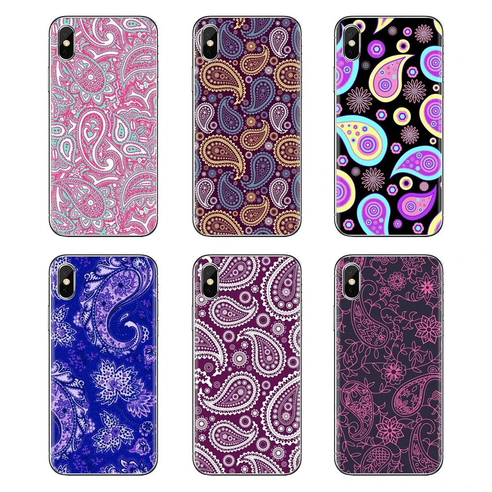 Прозрачный чехол из термополиуретана с фиолетовым цветком Пейсли Мандала хна