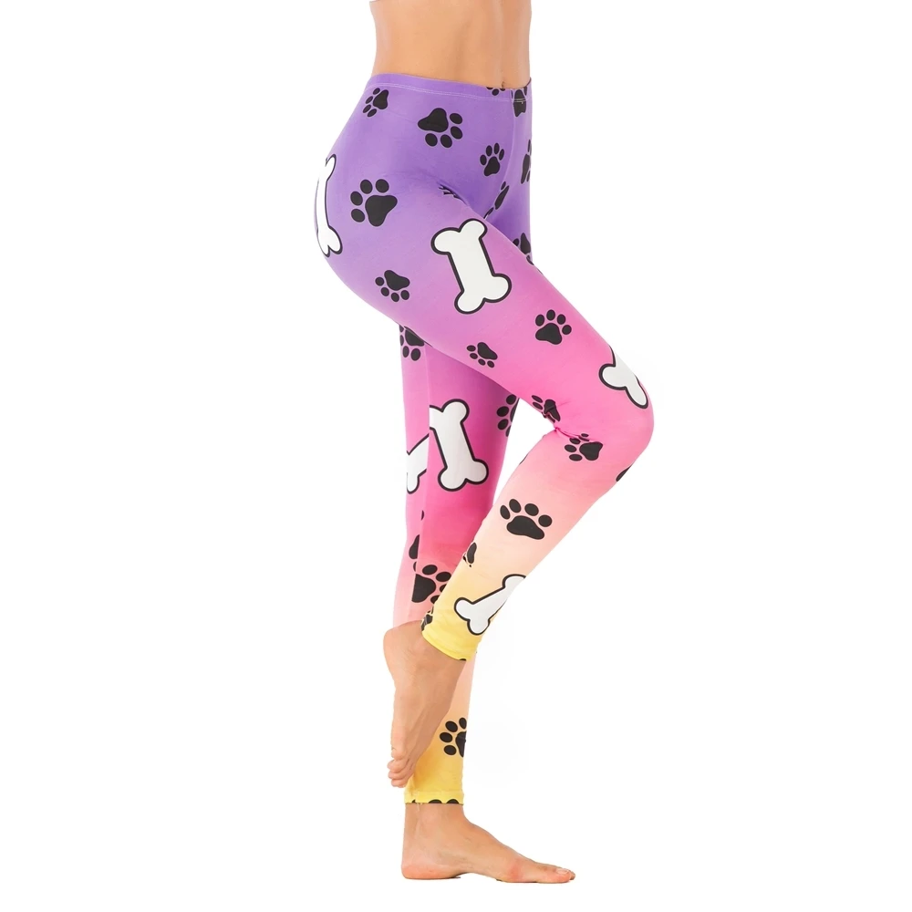 

Hot Sales Women Clothing Dog Purple Ombre Gradient Color Printing Leggins Slim Legins Fitness Pants Woman Fashion Legging