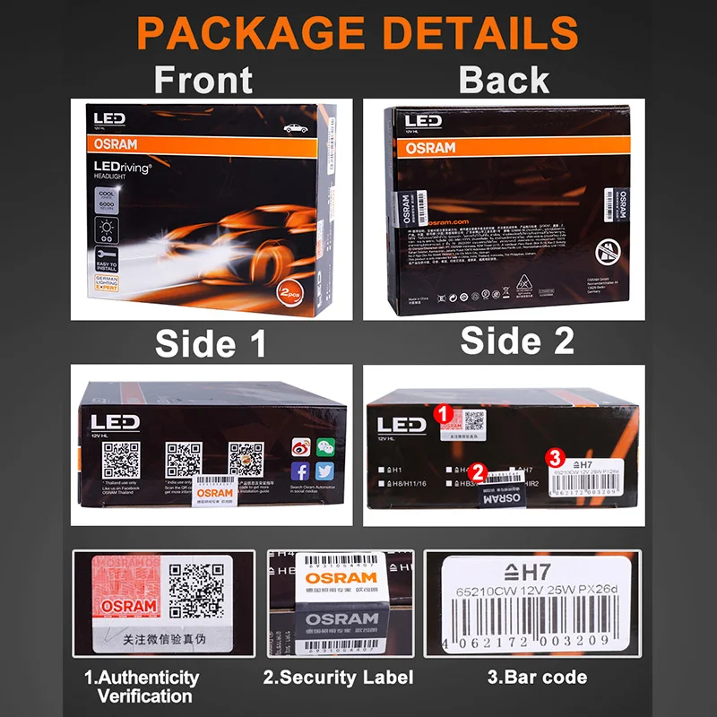 Лампа Ксеноновая OSRAM H7 светодиодный лампы 12v авто светильник автомобиль супер