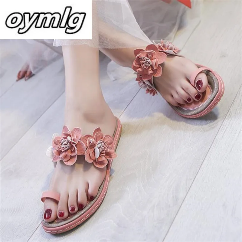 

2020 Woman Slippers Flat Flower Slippers Casual Beach Flip Flops Sandals Women Sandals Summer Fashion Women Slippers Plus Size
