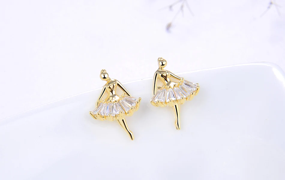 ORSA JEWELS, Чистое Серебро S925 пробы, серьги-гвоздики для балета, АААА, кубический циркон, Женский балетник, модное ювелирное изделие SE181