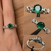milangirl ladies classic dark green crystal rhinestone zircon female ring for womem wedding engagement jewelry accessories