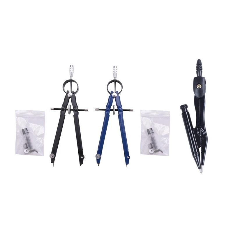 

Черный металлический механический карандаш для рисования с компасом и фиксатором, 2 комплекта