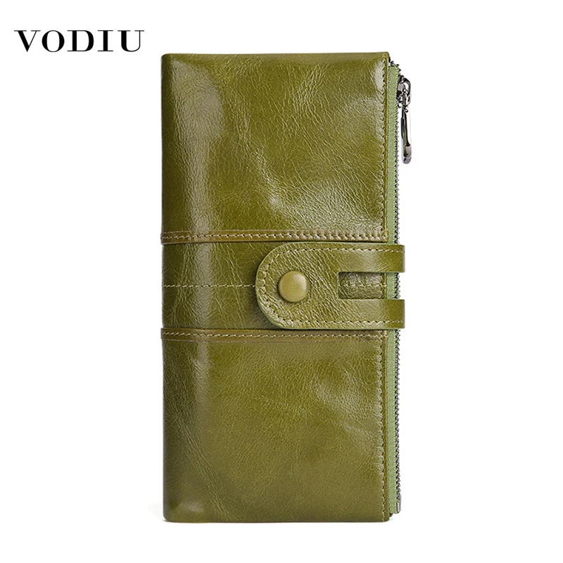 Винтажный кожаный женский кошелек с защитой от кражи бумажники для монет и