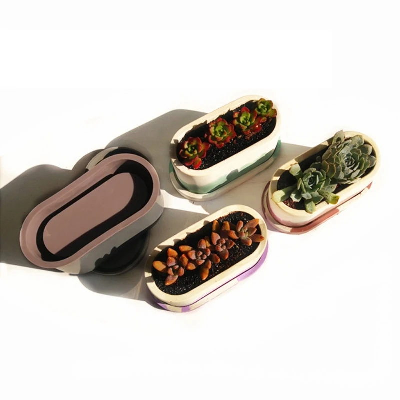 

Handmade Concrete Flowerpot Mold Big Oval Resin Plant Mold Silicone Molds Crafts X7YA