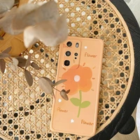 aesthetic oil painting cover for huawei p30 40pro mate30pro nova5pro case orange flower pattern grind arenaceous cover anti fall
