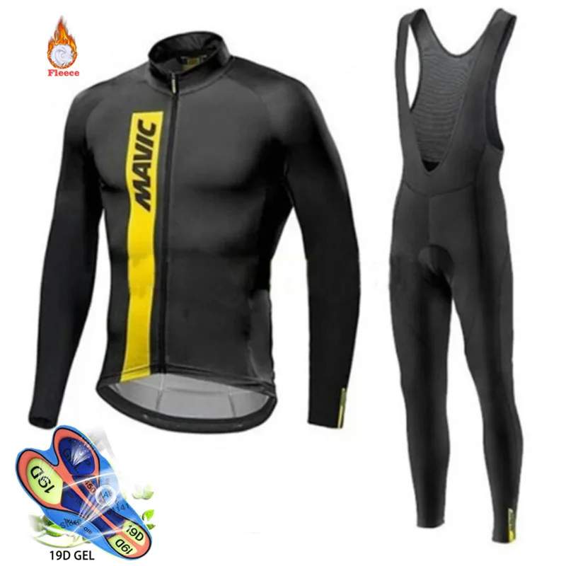 Mavic Winter Cycling Clothing Men's Long Sleeve Fleece Jersey Boys Breathable Ropa Ciclismo Invierno Hombre Termica 2021|Велосипедные