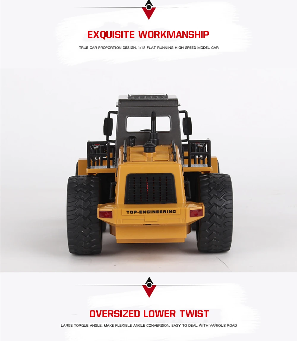 HUINA 1/18 RC Truck Bulldozer Alloy Tractor Engineering Cars Caterpillar Model 2.4G Radio Controlled Car Excavator Toys For Boy enlarge
