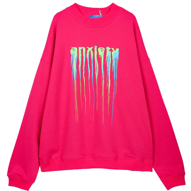 

men's autumn and winter new European and American hip-hop high street trend personality dark series loose round collared gu