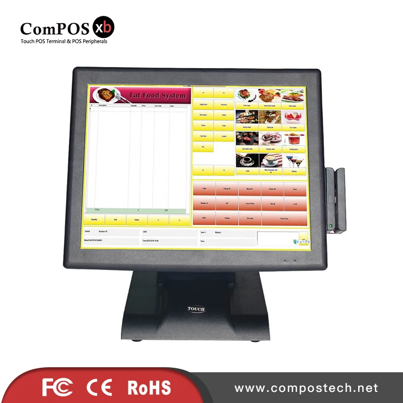 

Cash register pos machine 15inch resistive touch screen Built in MSR card reader possystem