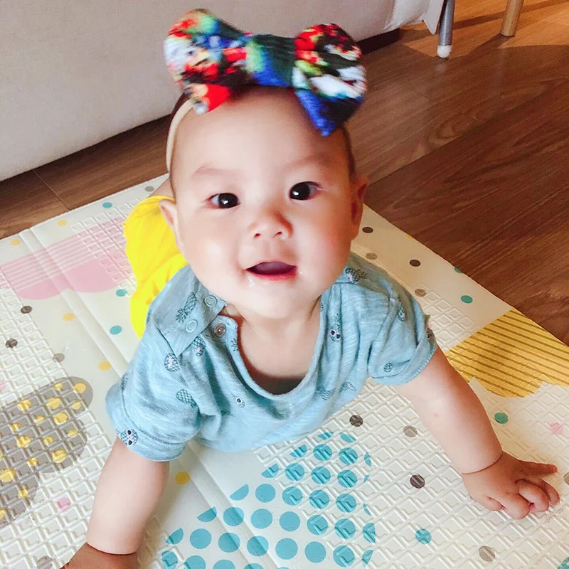 

Baby Girls Floral Printed 5inch Big Bowknot Nylon Headband Cute Lovely Elastic Hair Bands Hair Accessories Kids Newborn Headwrap