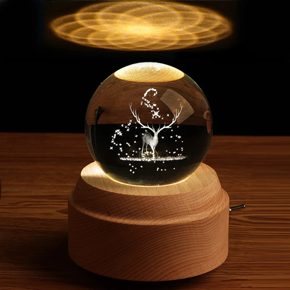 Хрустальный шар 3D Лазерная Гравировка Хрустальная Музыкальная Шкатулка