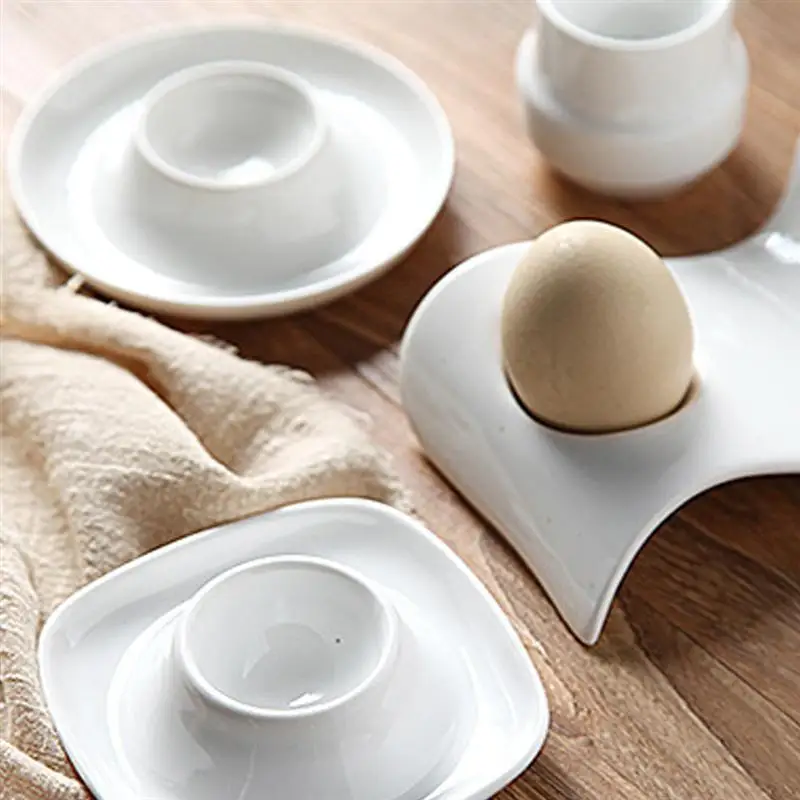 Soporte de cerámica para huevos, soporte de porcelana, contenedor para cazador furtivo, taza, huevos hervidos, bandeja para servir, plato, tazas