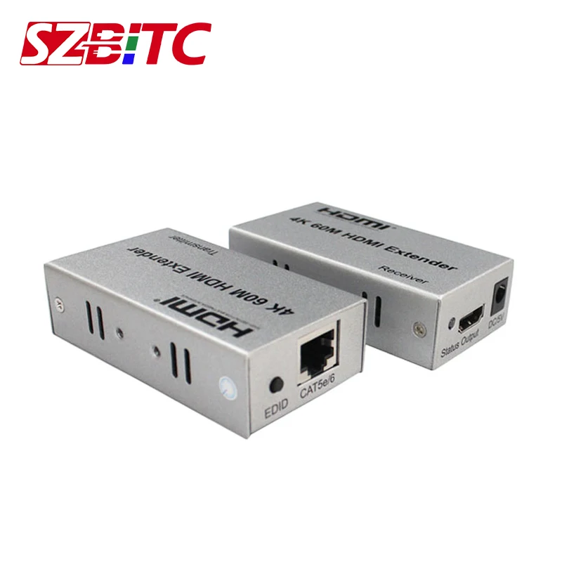 SZBITC 4K HDMI удлинитель 60 м через один CAT5E/CAT6 сигнальный кабель 3D передатчик приемник