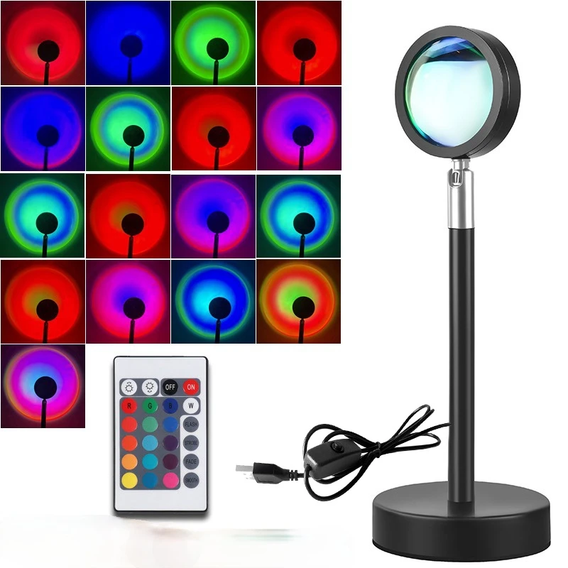 Красочный закат проекционный светильник RGB светодиодный ночник Радуга атмосфера