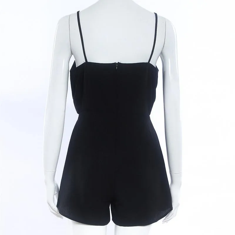 

Sexy Playsuit Women Sleeveless Bodycon Black Elegant Jumpsuit Ladies Summer Romper Womens V-Neck Beach Jumpsuits Overall