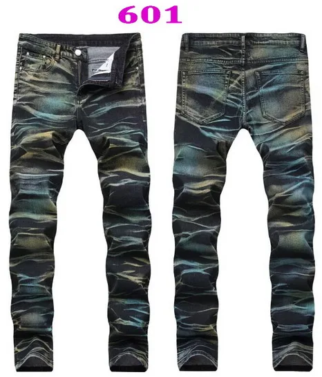 Men's Jeans Washed Cotton Distressed Skinny Ripped Jeans Slim Feet Jeans Men's Hole Denim Pants Multiple Styles Size 29-40