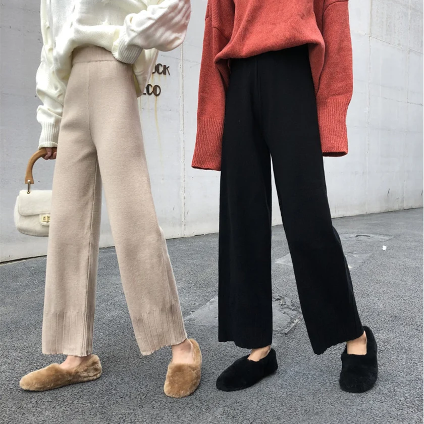 Casual Elastic High Waist Trousers Thick Knitted Women Harem Pants 2019 Autumn Winter Grandma B9N013T | Женская одежда