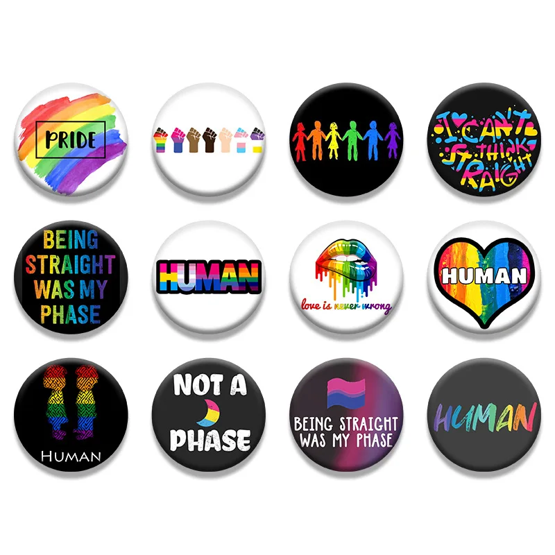 Радужный значок с лацканами в форме сердца ЛГБТ дизайн металлические