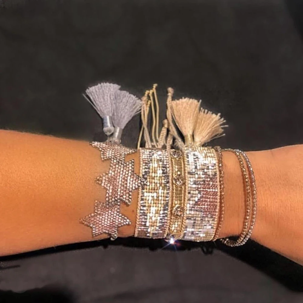 BLUESTAR Delica MIYUKI Bracelet For Women Trendy Jewelry Star Armband Mexican Heart Pulseras Femme Handmade Woven Tassel