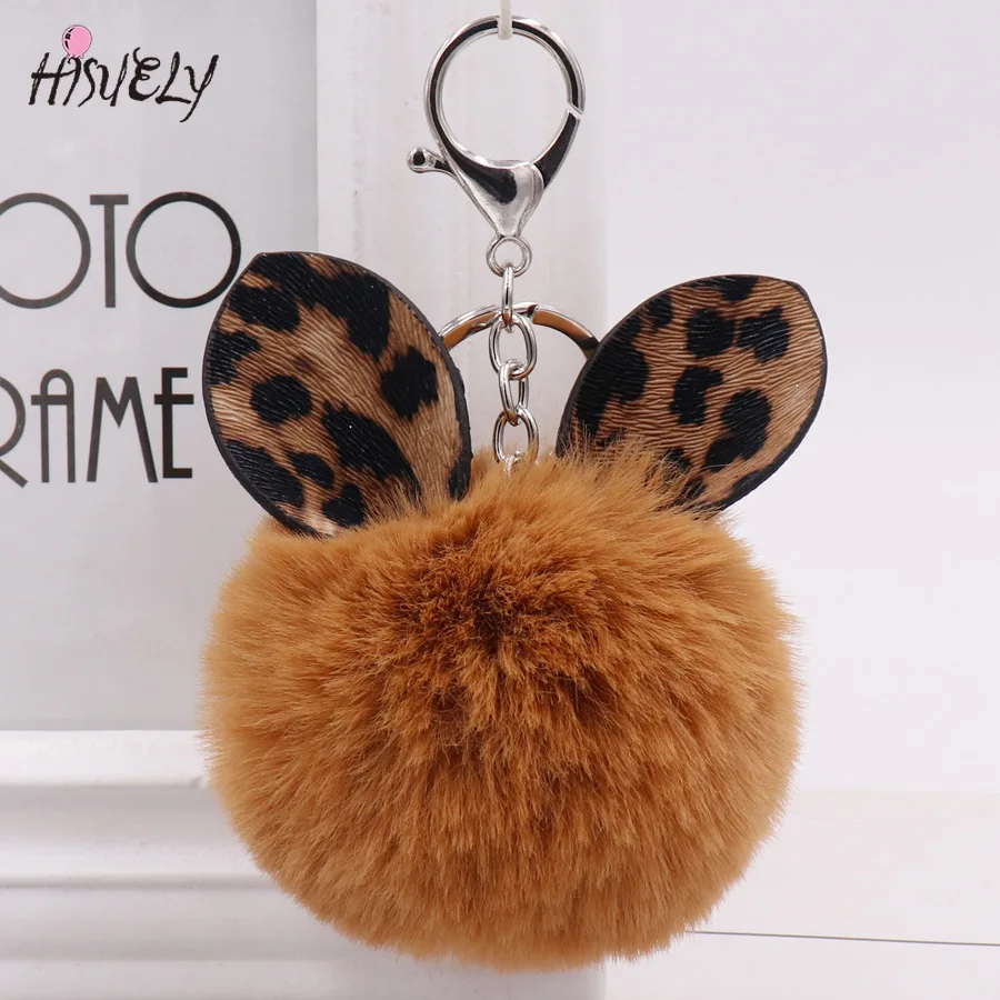 Милый брелок с меховым помпоном шариком из искусственного кроличьего меха