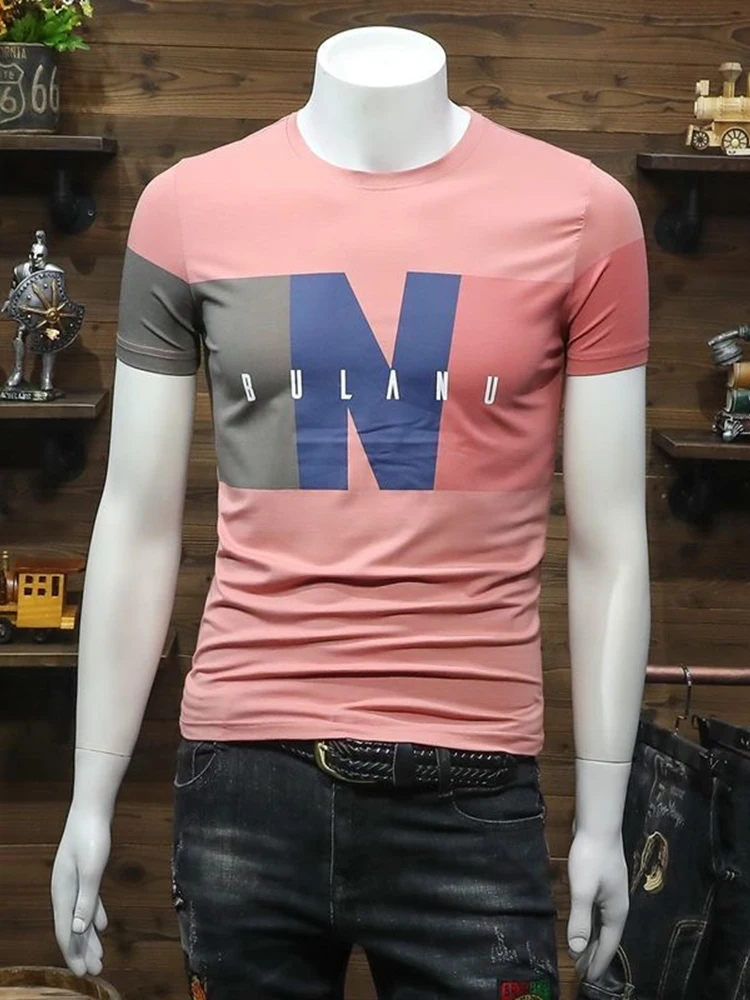 

T-Shirt Men's Summer High Quality O-Neck Tees Printing Letters Suitable For Cotton Spring Male Short-Sleeved Casual Fashion Tops