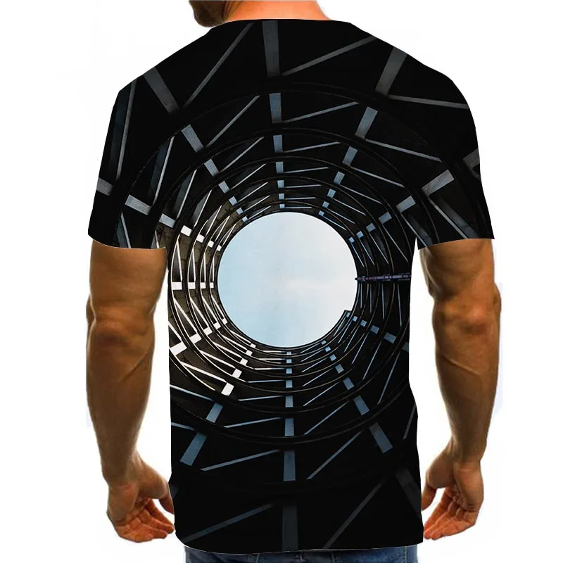 

Men Graphic T Shirts Round Neck 3D Print Short Sleeve Daily Tops Black Swirl Tees