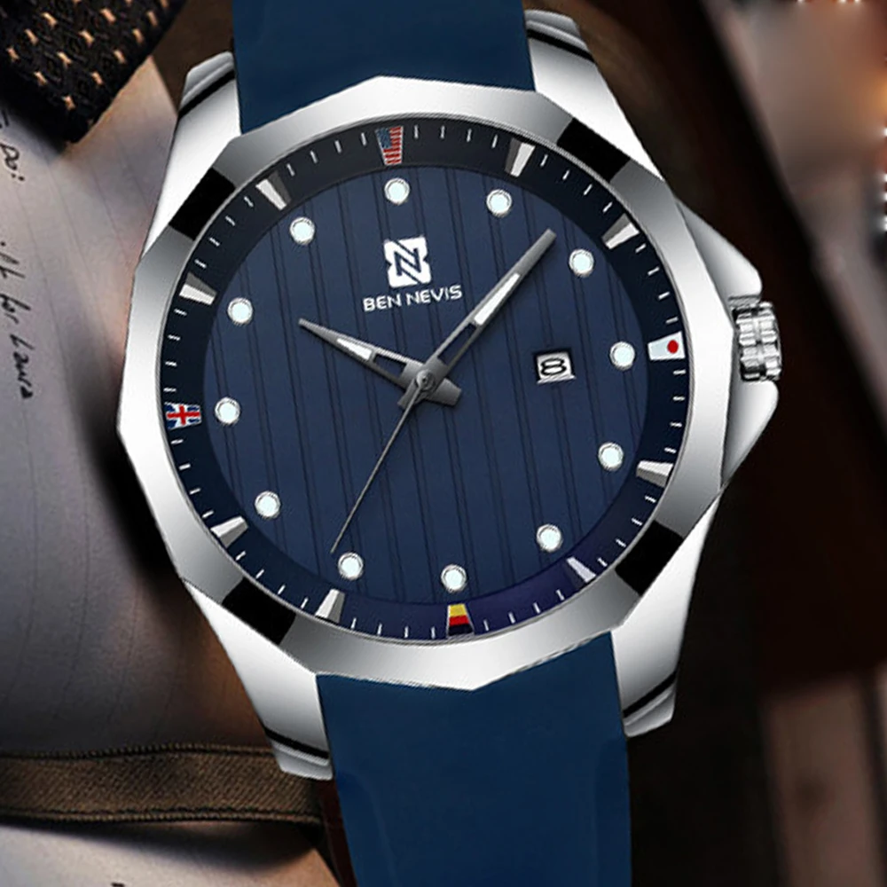 Модные Спортивные кварцевые часы Бен невирас мужские лучшие брендовые Роскошные