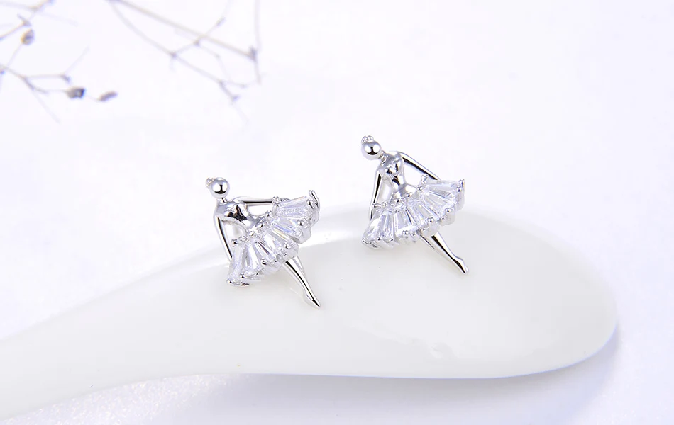ORSA JEWELS, Чистое Серебро S925 пробы, серьги-гвоздики для балета, АААА, кубический циркон, Женский балетник, модное ювелирное изделие SE181