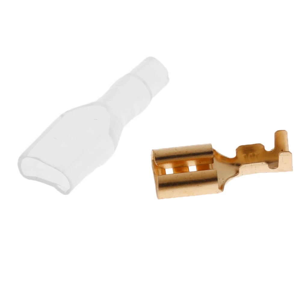 

100 Pieces Set 6.3mm Electrical Crimp Terminal Spade Connectors & Insulating Sleeve