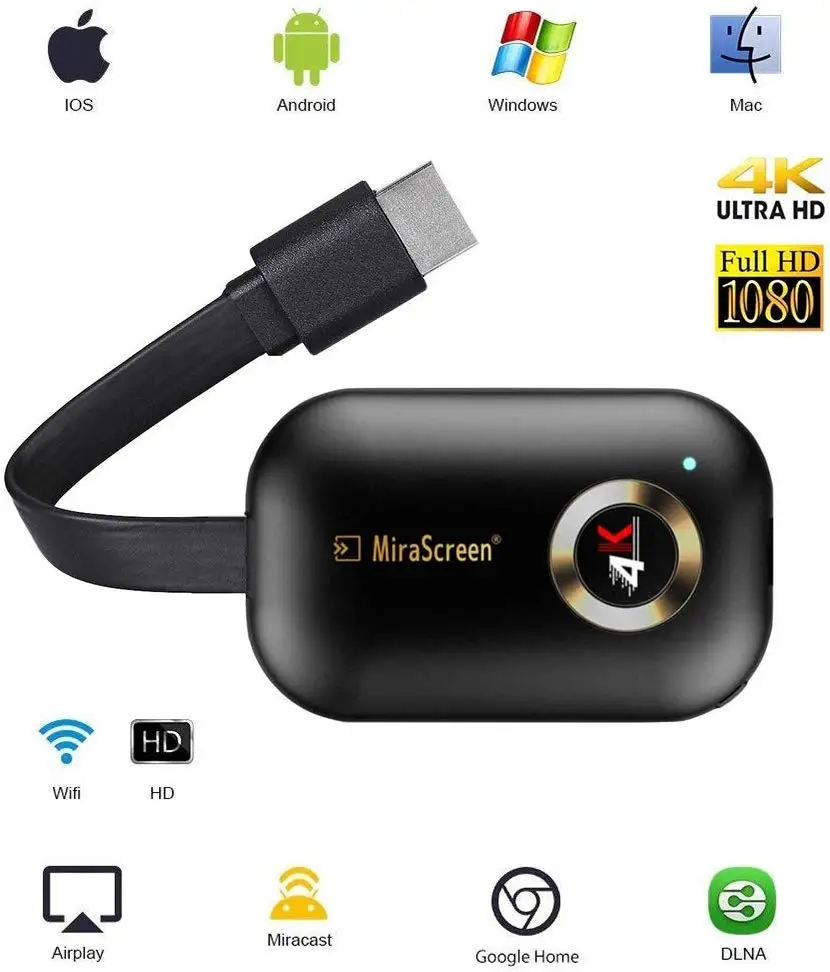 2.4G 4K Mirascreen G9 Plus 2,4G/5,8G 4K беспроводной HDMI Wifi Дисплей донгл ТВ-палка зеркальное отображение Miracast Airplay для Android iOS - Цвет: 2.4G 4K