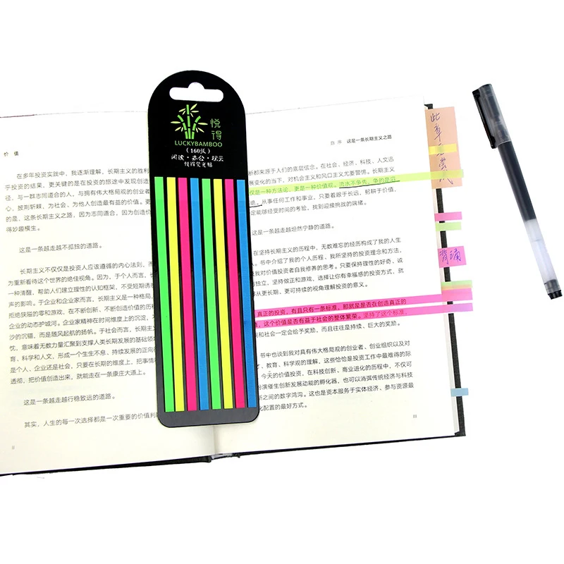 

160pcs Color Transparent Fluorescent Index Tabs Flags Sticky Note Stationery