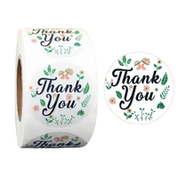 50 500 pcsroll floral thank you stickers handmade stickers round stationery thank you for ordering seal labels thank you g