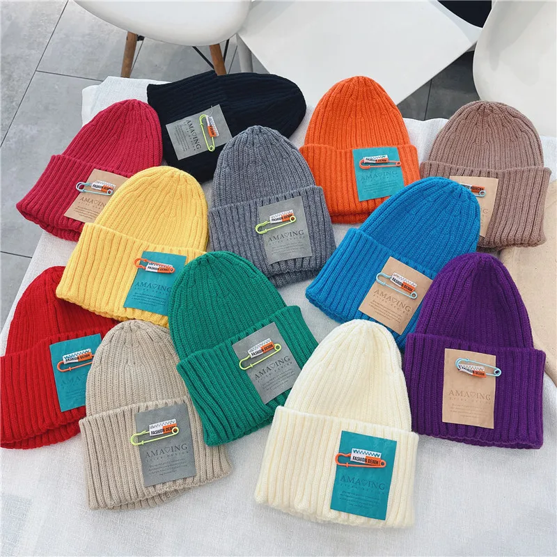 

Children's Accessories spring Winter Solid Color Baby Knitted Hat Kids Girls Boys Beanies Caps Warm Soft Casual Hat for Children