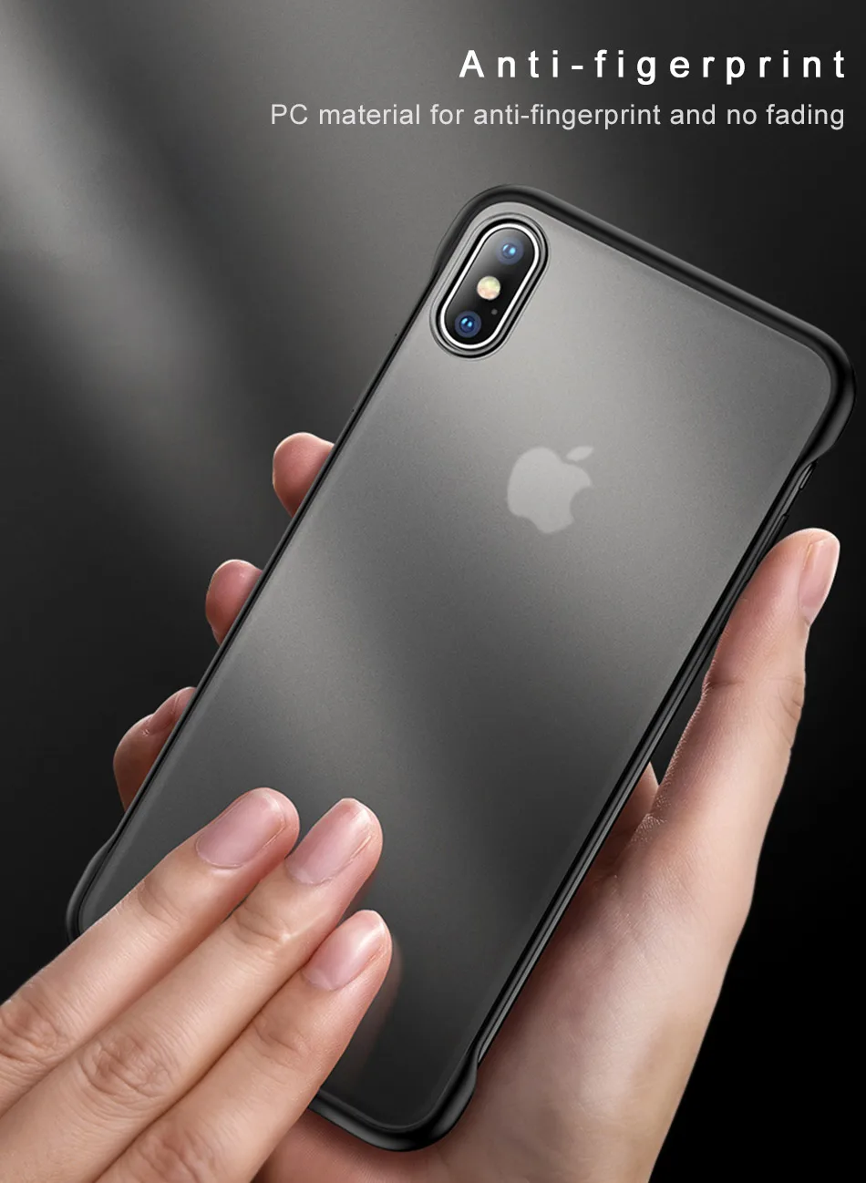 Бескаркасный Матовый Жесткий чехол для iPhone X 7 6 6S 8 Plus XS Max XR с кольцом пальцев