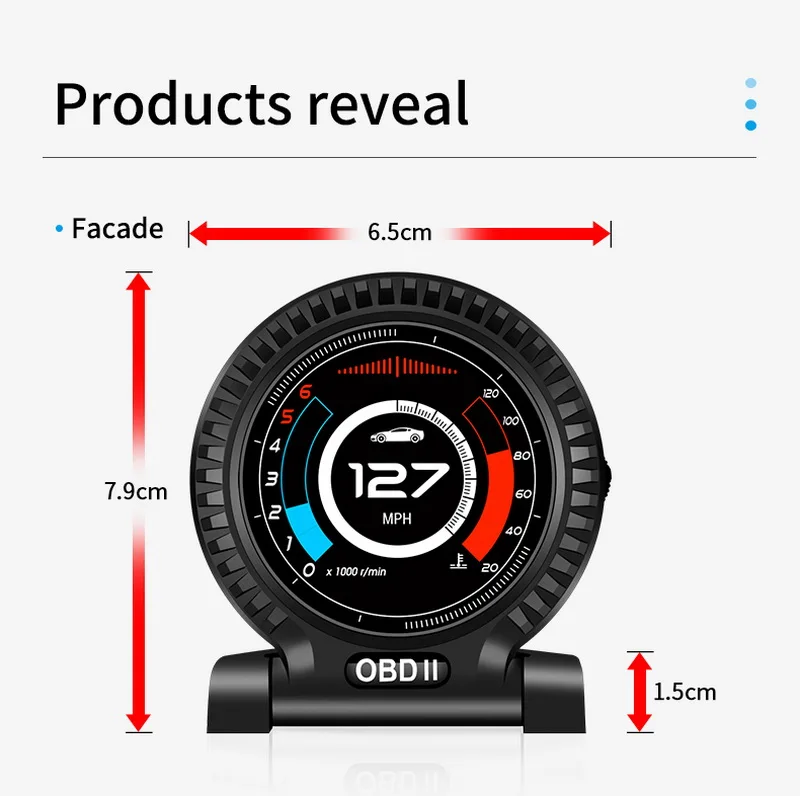 

F10 GPS Alarm HUD Display Multi-function Instrument Water Temperature Head-up Display OBD2 System Speed Fuel Consumption