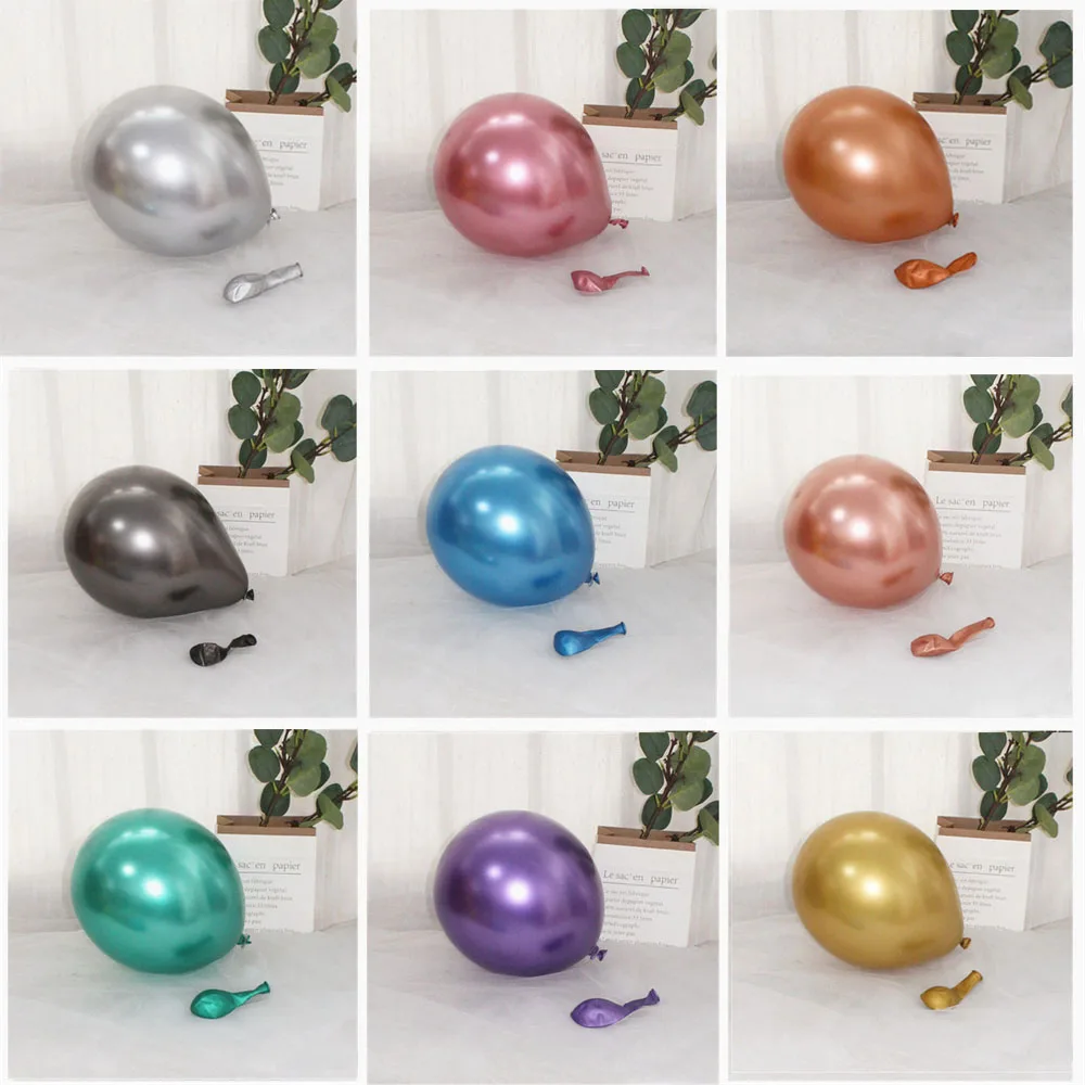 

30pcs 10inch Glossy Gold Silver Metal Pearl Latex Balloons Rose Gold Thick Chrome Metallic Inflatable Air Balls Birthday Decor