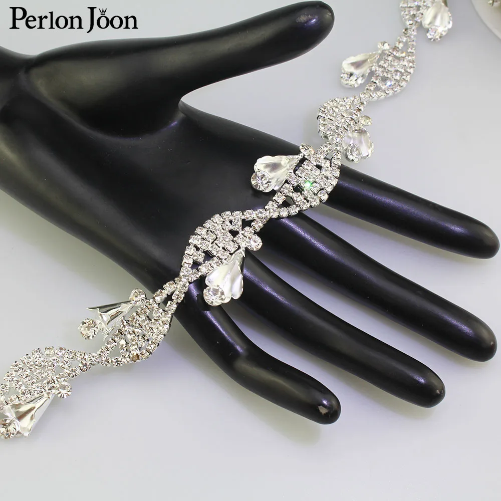 1 yard silver morning glory Wavy flowers crystal rhinestone trim decorative metal chain clothing accessories ML085 | Дом и сад